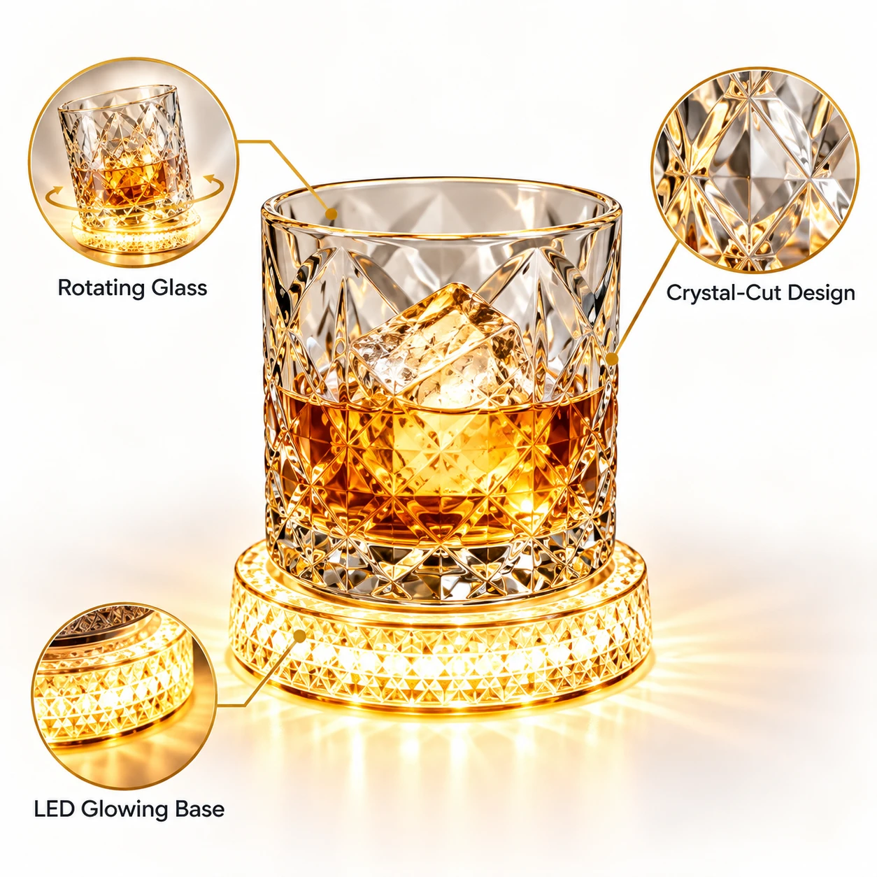 LED Glow Whiskey Glass with Light-Up Base - view 4